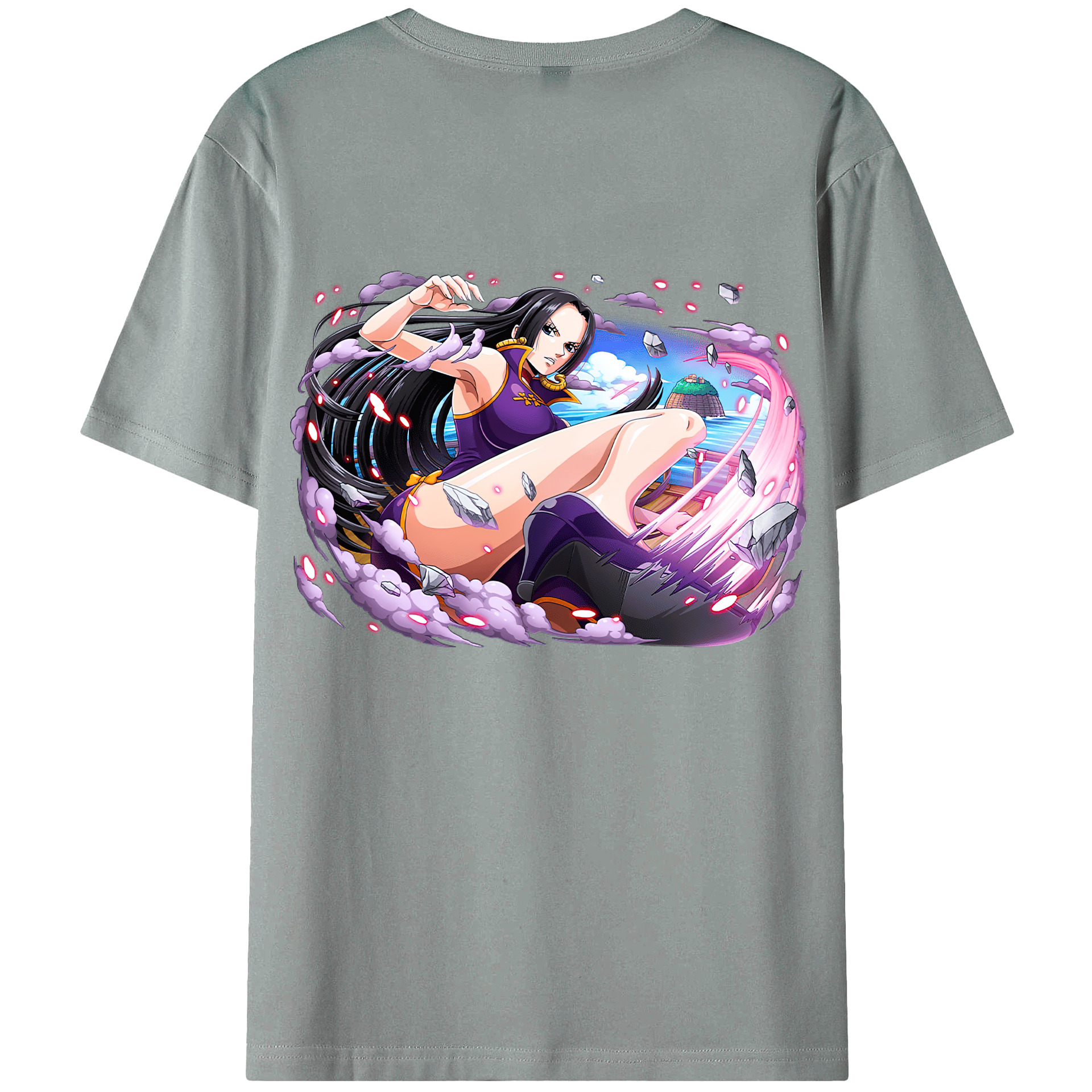 ワンピース ボア・ハンコック ONE PIECE Boa·Hancock 綿100％ メンズ半袖Tシャツ（バックプリント） 通気性